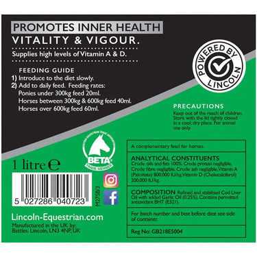 Lincoln Cod Liver Oil & Garlic| Online For Equine