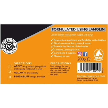 Lincoln Lanolised Leather Soap| Online For Equine