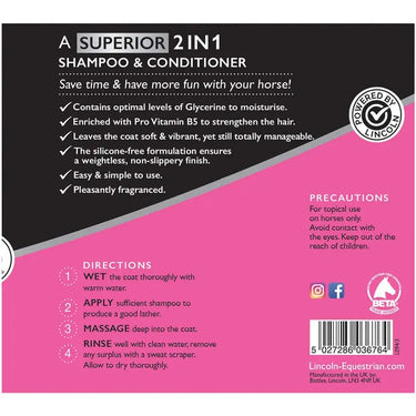 Lincoln Silky Shine 2 in 1 Shampoo and Conditioner| Online For Equine