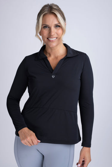 Buy Mochara V Neck Air Tech Long Sleeve Shirt Black | Online for Equine
