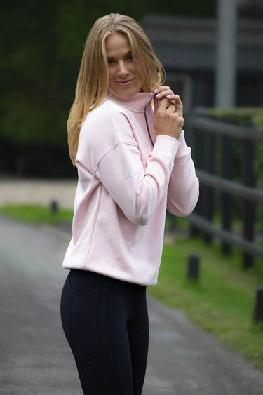Mochara Ladies Baby Pink Half Zip Sweatshirt| Online For Equine