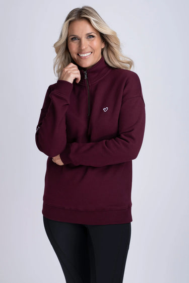 Buy Mochara Half Zip Sweatshirt in Burgundy | Online for Equine