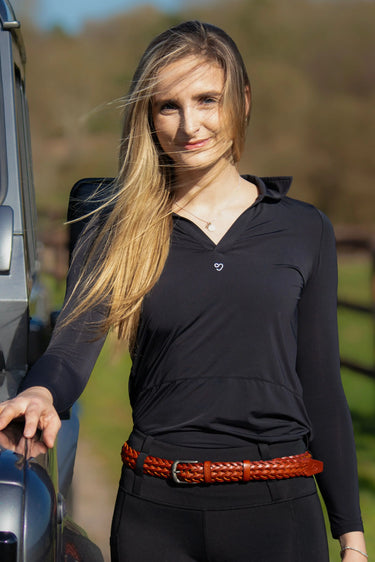 Buy Mochara V Neck Air Tech Long Sleeve Shirt Black | Online for Equine