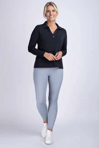 Buy Mochara V Neck Air Tech Long Sleeve Shirt Black | Online for Equine