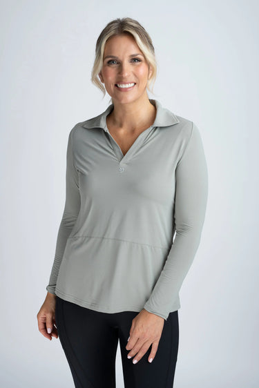 Buy Mochara V Neck Air Tech Long Sleeve Shirt Pistachio | Online for Equine