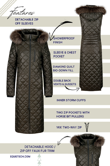Buy the Equetech 2 in 1 Quilt Longline Coat | Online for Equine