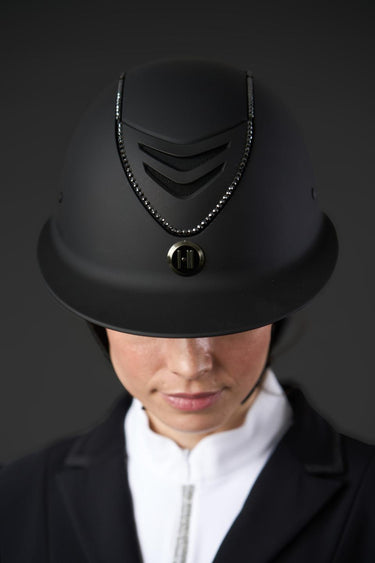 One K Avancé Lux Riding Helmet - Black Swarowski Piping - Black| Online For Equine