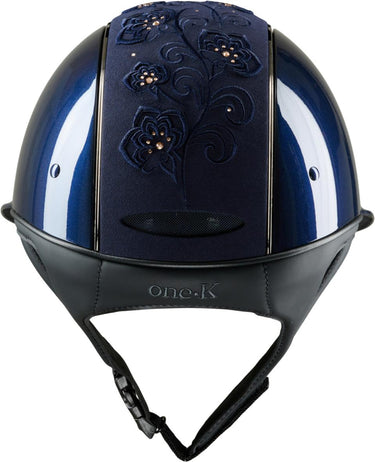 One K Avancé Riding Helmet - Embroidery Top Chrome Piping - Navy Shiny| Online For Equine