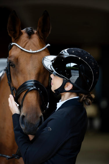 One K Avancé Riding Helmet - Embroidery Top Chrome Piping| Online For Equine