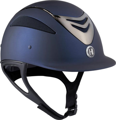 One K Defender Pro Riding Helmet - Chrome Front Chrome Piping - Navy| Online For Equine
