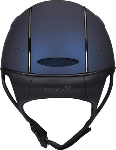 One K Defender Pro Riding Helmet - Chrome Front Chrome Piping - Navy| Online For Equine