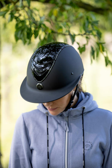One K Mips Avancé Lux Riding Helmet - Glossy Top Black Swarovski Piping| Online For Equine
