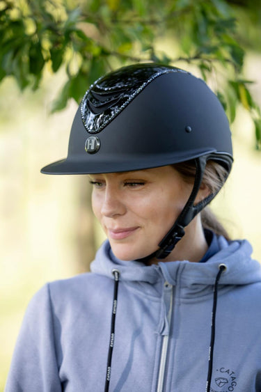 One K Mips Avancé Lux Riding Helmet - Glossy Top Black Swarovski Piping| Online For Equine