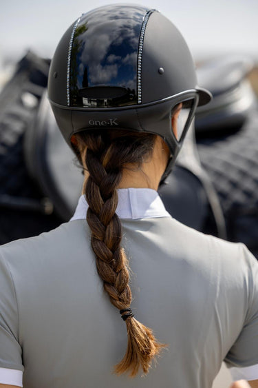 One K Mips Avancé Lux Riding Helmet - Glossy Top Black Swarovski Piping| Online For Equine