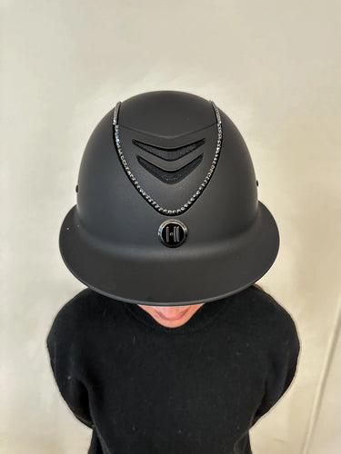One K Mips Avancé Lux Riding Helmet - Matt Top Black Swarovski Piping| Online For Equine