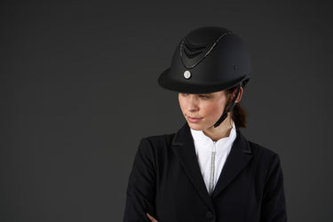 One K Mips Avancé Lux Riding Helmet - Matt Top Black Swarovski Piping| Online For Equine