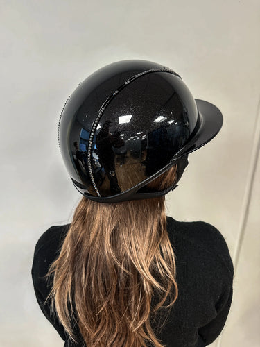 One K Mips Avancé Lux Riding Helmet - Shimmer Black Swarovski Piping| Online For Equine