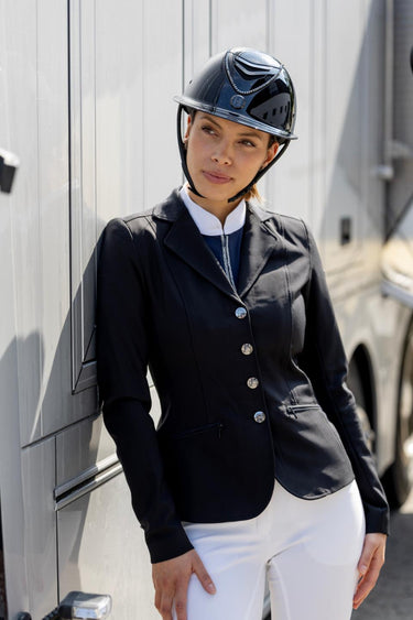 One K Mips Avancé Lux Riding Helmet - Shimmer Black Swarovski Piping| Online For Equine