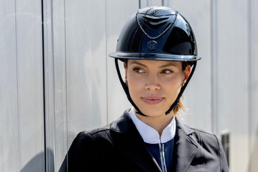 One K Mips Avancé Lux Riding Helmet - Shimmer Black Swarovski Piping| Online For Equine