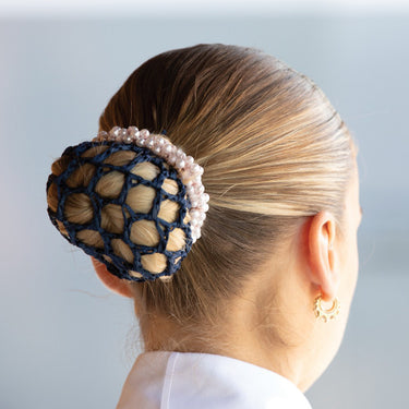 Buy the Equetech Rose Gold Pearl Beaded Scrunchie | Online for Equine