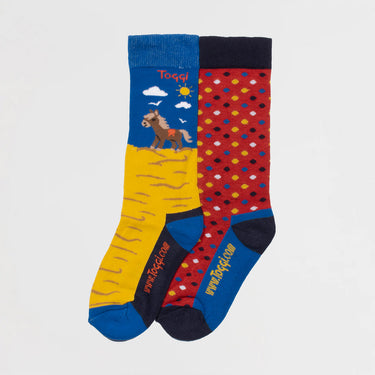 Toggi Royal Blue/Antique Red Regis Childrens 2 Pack Socks