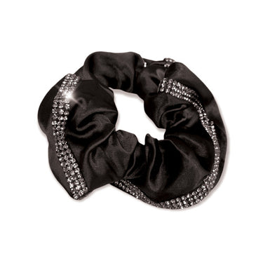 Buy the Equetech Black Satin Deluxe Crystal Hair Scrunchie | Online For Equine 