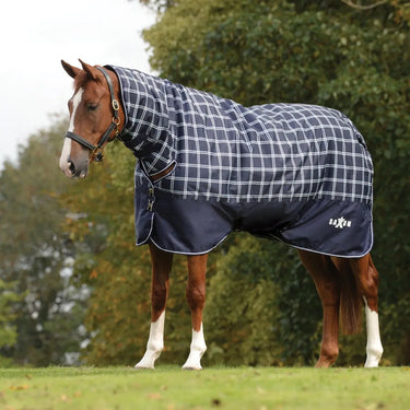 Buy Saxon Defiant Navy Plaid 300g Heavy Combo Neck Turnout Rug| Online for Equine