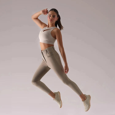 Buy the Shires Aubrion Beige Optima Pro Breeches | Online for Equine