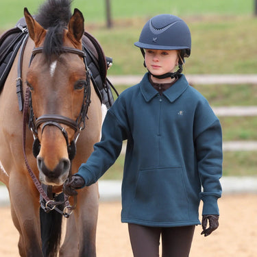 Shires Aubrion Equestrian Quarter Zip Sweater - Young Rider Estate Blue| Online For Equine