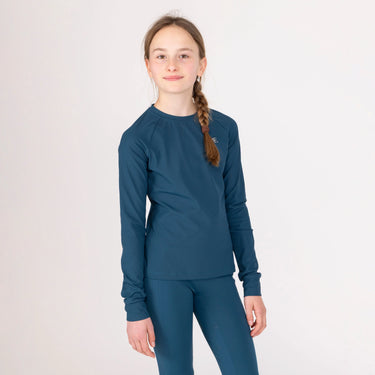 Shires Aubrion Equestrian Ribbed Long Sleeve Top - Young Rider Estate Blue| Online For Equine