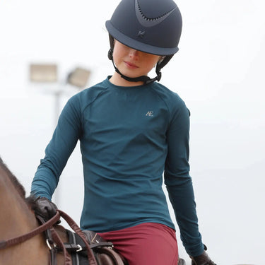 Shires Aubrion Equestrian Ribbed Long Sleeve Top - Young Rider Estate Blue| Online For Equine