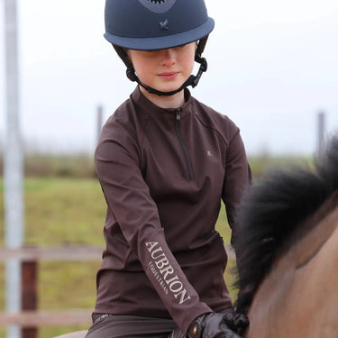 Shires Aubrion Equestrian Winter Long Sleeve Base Layer - Young Rider Espresso| Online For Equine