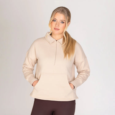 Shires Aubrion Ladies Equestrian Quarter Zip Sweater Oat| Online For Equine