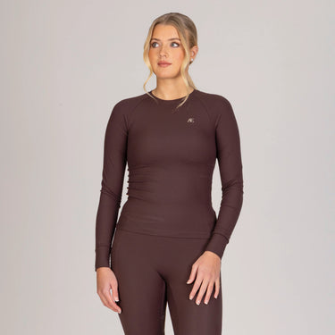 Shires Aubrion Ladies Equestrian Ribbed Long Sleeve Top Espresso| Online For Equine