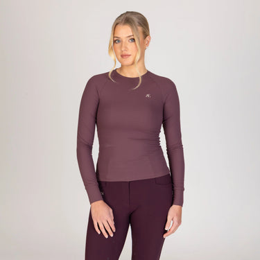 Shires Aubrion Ladies Equestrian Ribbed Long Sleeve Top Thistle| Online For Equine