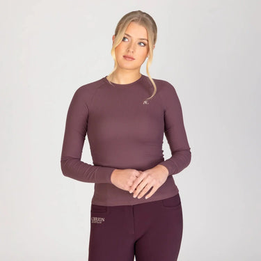 Shires Aubrion Ladies Equestrian Ribbed Long Sleeve Top Thistle| Online For Equine