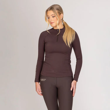 Shires Aubrion Ladies Equestrian Winter Long Sleeve Base Layer Espresso| Online For Equine