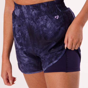 Buy the Shires Aubrion Ladies Navy Tie Dye Activate Shorts | Online for Equine