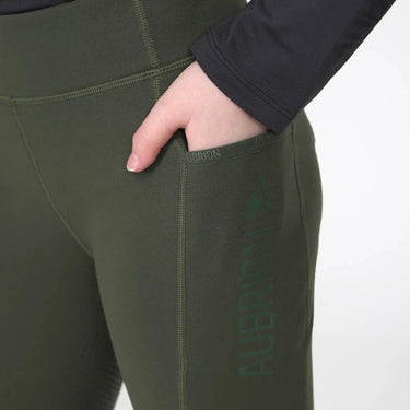 Shires Aubrion React Winter Tights- Young Rider Khaki| Online For Equine