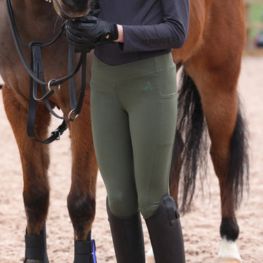Shires Aubrion Young Rider React Crossover Riding Tight Khaki| Online For Equine