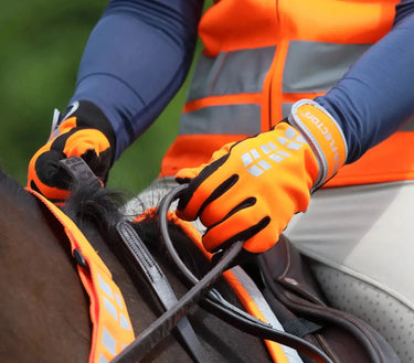 Buy the Shires EQUI-FLECTOR Orange Riding Gloves | Online for Equine