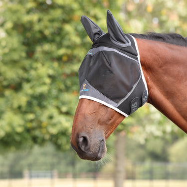 Shires FlyGuard Pro Air Motion Fly Mask with Ears Dark Grey| Online For Equine
