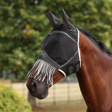 Shires FlyGuard Pro Air Motion Fly Mask with Ears & Fringe Khaki| Online For Equine