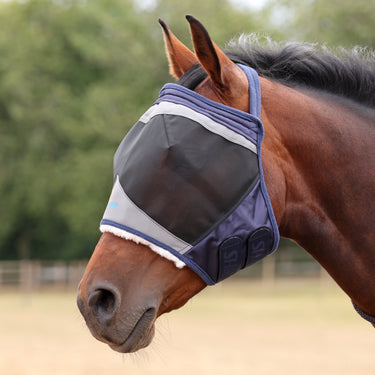 Shires FlyGuard Pro Fine Mesh Earless Fly Mask Navy| Online For Equine