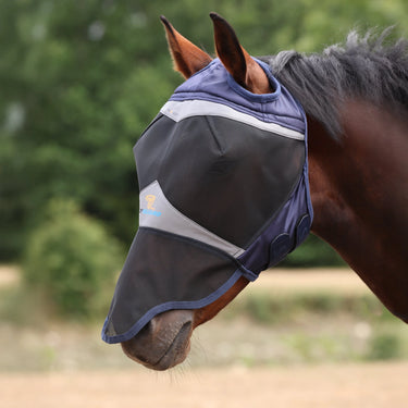 Shires FlyGuard Pro Fine Mesh Fly Mask With Ear Hole & Nose Navy| Online For Equine
