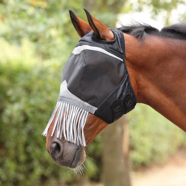 Shires FlyGuard Pro Fine Mesh Fly Mask with Ear Holes & Nose Fringe| Online For Equine