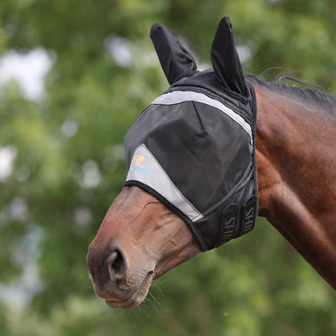 Shires FlyGuard Pro Fine Mesh Fly Mask with Ears Jet| Online For Equine