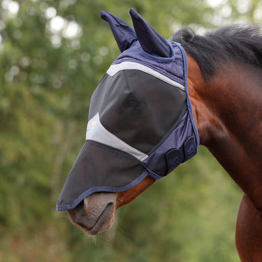 Shires FlyGuard Pro Fine Mesh Fly Mask with Ears & Nose Navy| Online For Equine