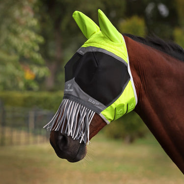 Shires FlyGuard Pro Hi-Viz Fine Mesh Fly Mask with Ears & Nose Fringe| Online For Equine
