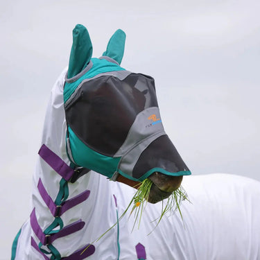 Buy Shires Green FlyGuard Pro Deluxe Fly Mask With Ears & Nose | Online for Equine